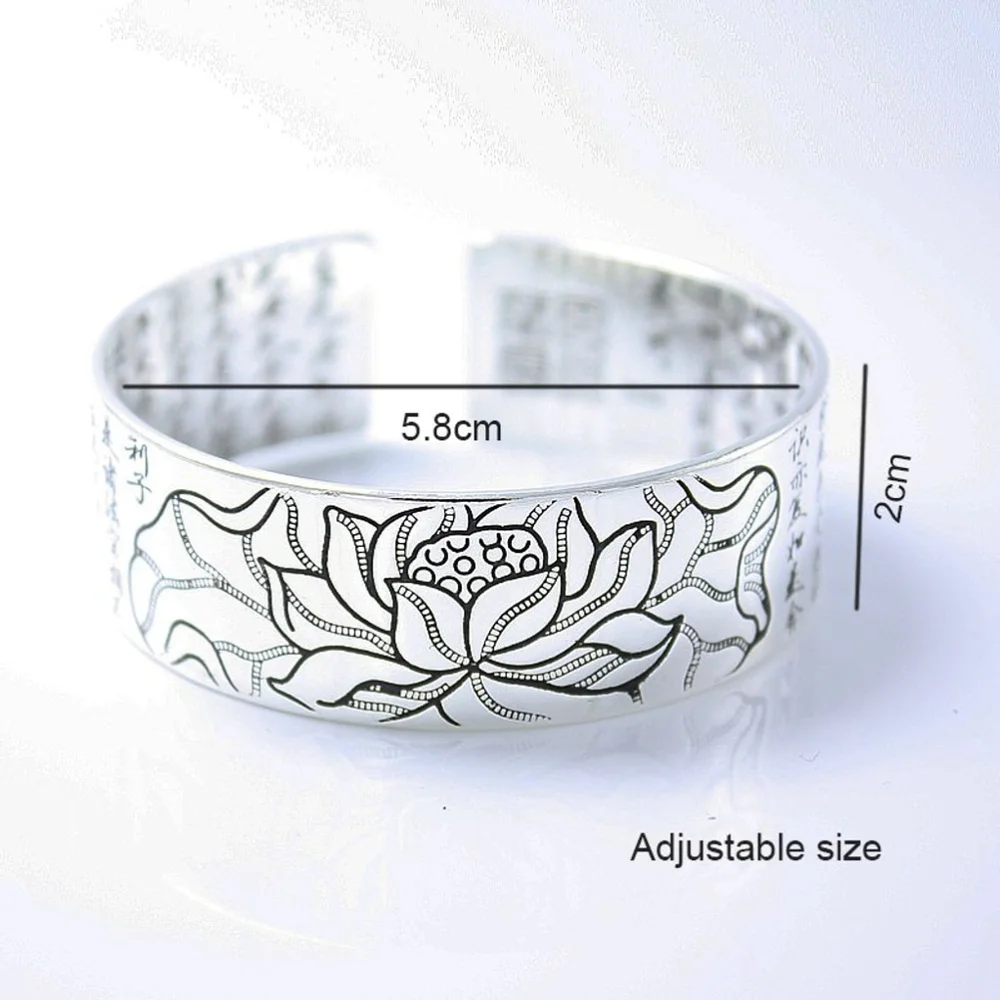 Large Lotus Flower Cuff Bracelet | 999‎ Pure Silver